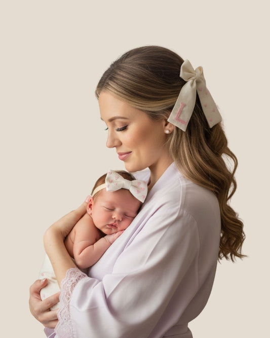 Harf Nakışlı Anne Bebek Toka Set