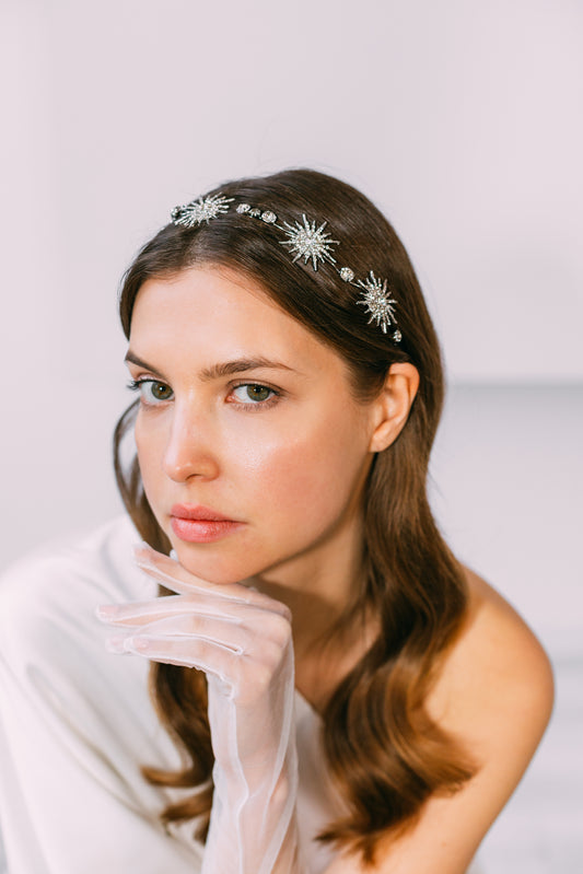 Kristal taşlı gelin tacı