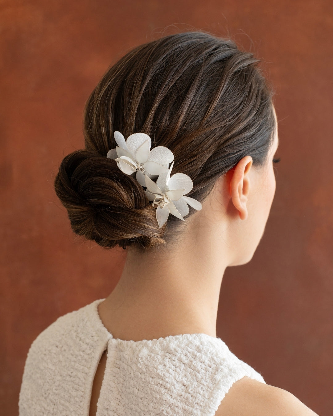 reçine çiçekli ikili gelin saç pini